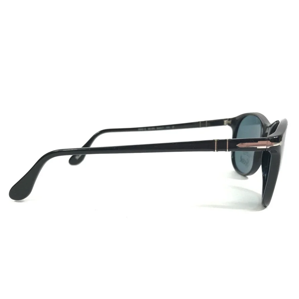 Persol Sunglasses 3042-S 95/4N Black Silver Square Frames Blue Polarized Lenses